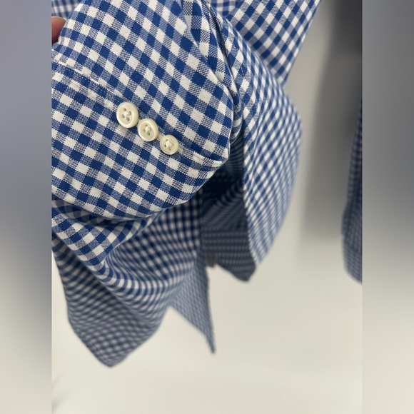 RALPH LAUREN MENS NAVY WHITE PLAID GINGHAM L/S BUTTON DOWN SHIRT L Classic Fit - Picture 3 of 9